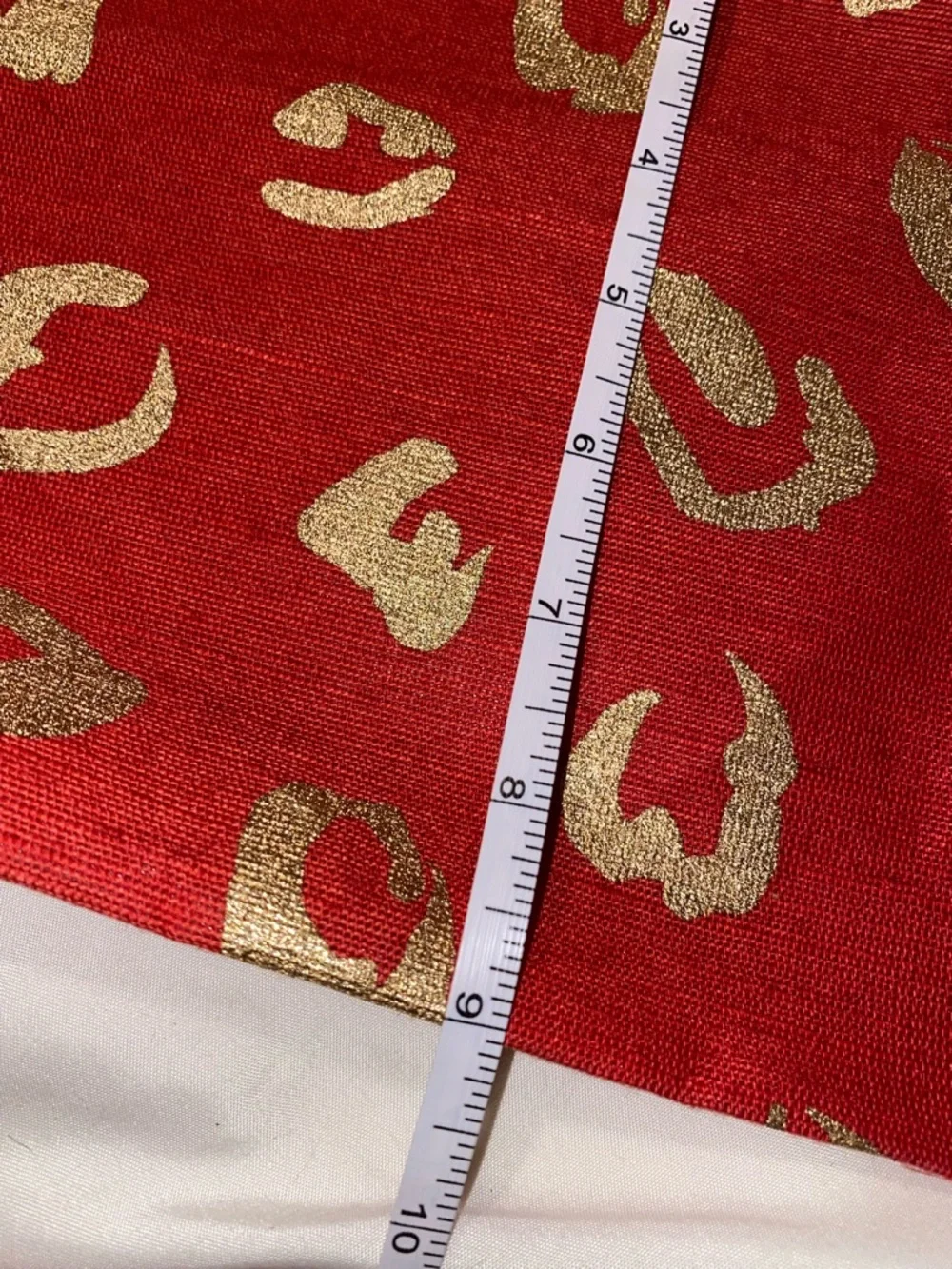 Mud Pie Large Red Tote/Small Bag Combo w/ Gold Leopard Print and Pom-Pom Accents